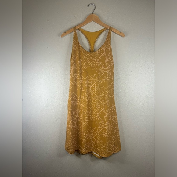 prAna Bodycon Above The Knee Midi | yellow and peach | medium - Picture 2 of 5